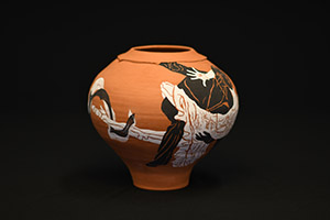 Image of Wes Wagner's ceramic vessel, La Danza Black/White Figure.